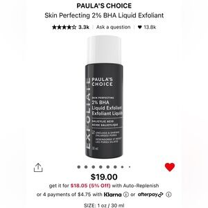 Paula’s Choice 2% BHA Liquid Exfoliant